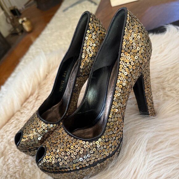 Vintage Alexander Mcqueen sequin platform shoes Size 36.5 - Picture 3 of 11